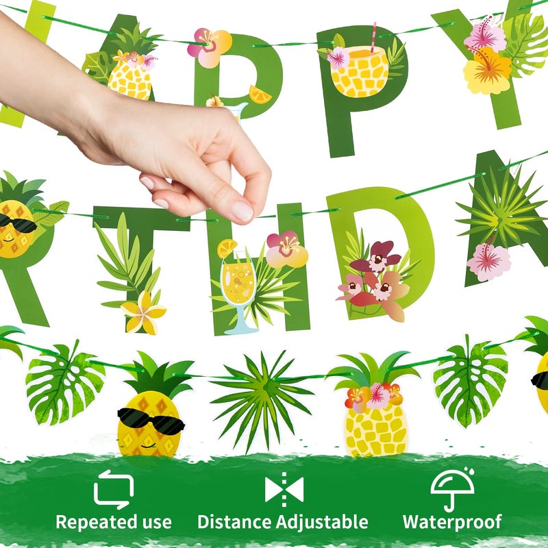 SUNBEAUTY Fruit Party Decorations Happy Birthday Pineapple Element Banner for Summer Tropical Hawaiian Aloha Parties - Colorful  Vibrant  Durable  Fun and Easy to Hang | Pre-Strung - Image 2
