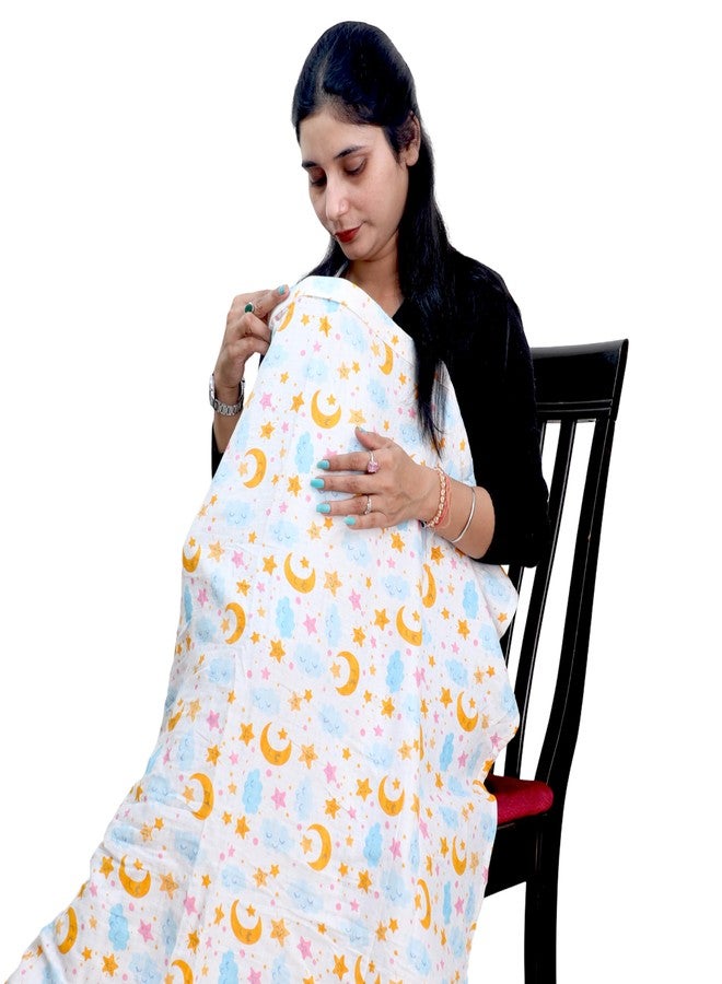 موذرلي غطاء رضاعة للأمهات - مئزر رضاعة ناعم ومسامي للأم، غطاء رضاعة متعدد الاستخدامات بنقشة سحابة زرقاء - Image 1