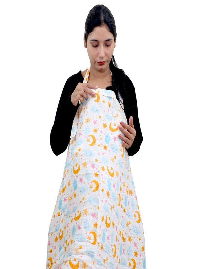 موذرلي غطاء رضاعة للأمهات - مئزر رضاعة ناعم ومسامي للأم، غطاء رضاعة متعدد الاستخدامات بنقشة سحابة زرقاء - Image 4