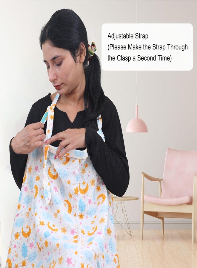 موذرلي غطاء رضاعة للأمهات - مئزر رضاعة ناعم ومسامي للأم، غطاء رضاعة متعدد الاستخدامات بنقشة سحابة زرقاء - Image 2