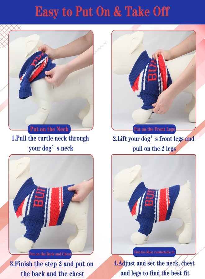 ZOARVEXD Buffalo Small Dog Sweater​ Football Theme Turtleneck Knit Dog Sweaters for Small Pets Warm Winter Cat Dog Clothes - Image 5