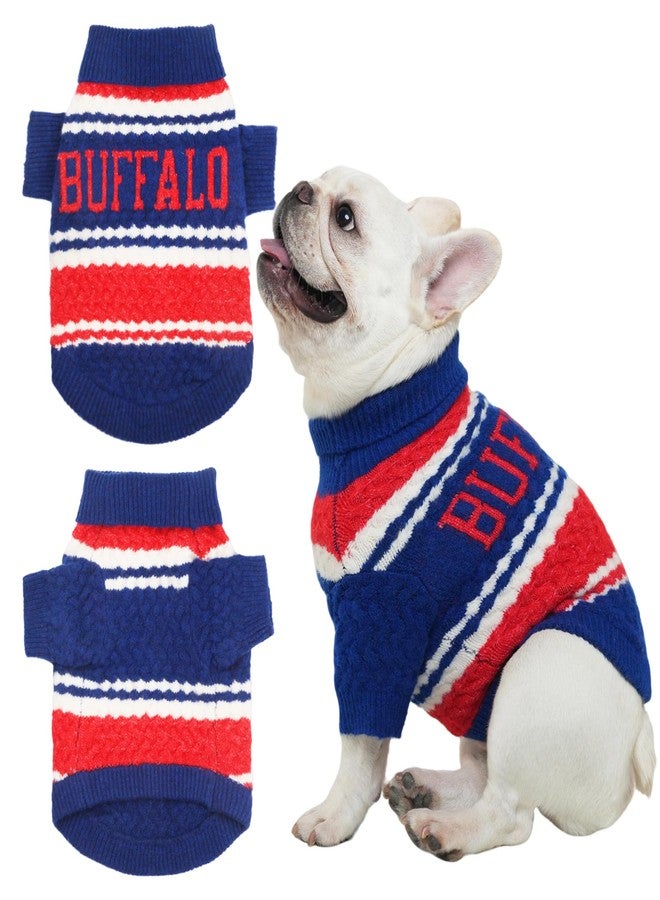 ZOARVEXD Buffalo Small Dog Sweater​ Football Theme Turtleneck Knit Dog Sweaters for Small Pets Warm Winter Cat Dog Clothes - Image 1