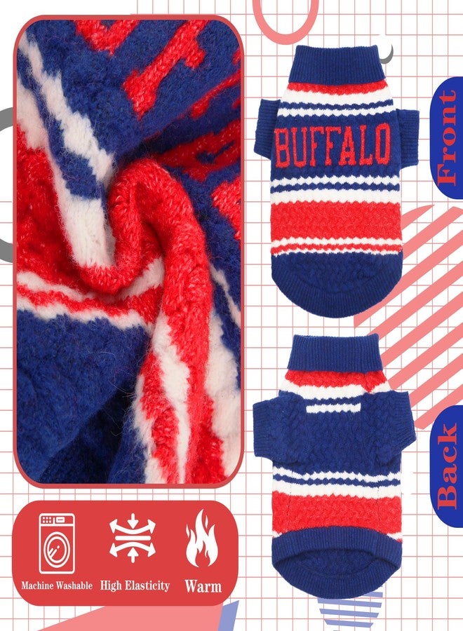 ZOARVEXD Buffalo Small Dog Sweater​ Football Theme Turtleneck Knit Dog Sweaters for Small Pets Warm Winter Cat Dog Clothes - Image 4
