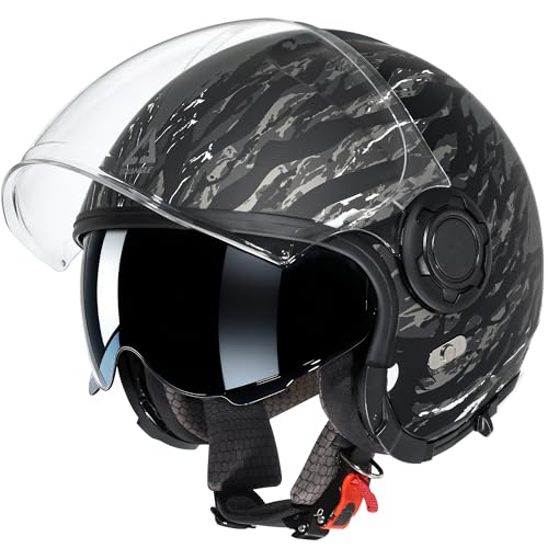 TRIANGLE Convertible Full Face Motorcycle Helmet DOT Approved for Men Women MultiConfiguration 34 Open Face Street Bike Helmet with Internal Tinted Sunshield Includes Storage Bag - Image 3