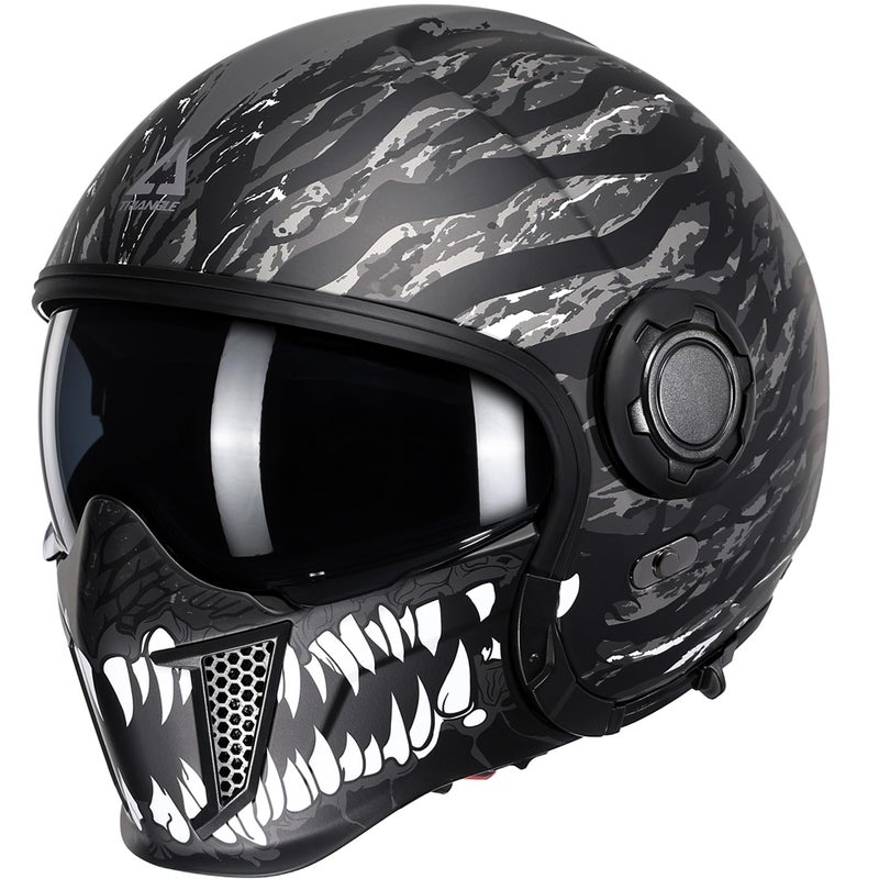 TRIANGLE Convertible Full Face Motorcycle Helmet DOT Approved for Men Women MultiConfiguration 34 Open Face Street Bike Helmet with Internal Tinted Sunshield Includes Storage Bag - Image 2