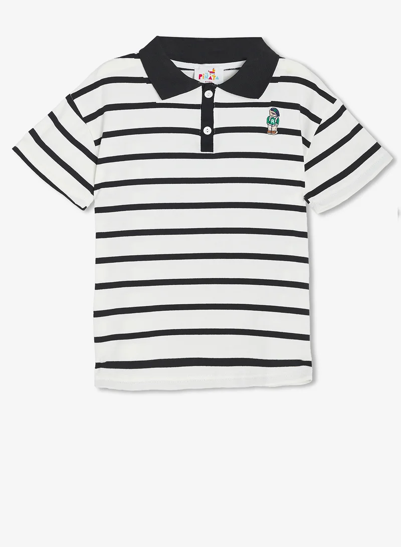 Pinata Cute Bear Stripe Cotton Polo Tshirt