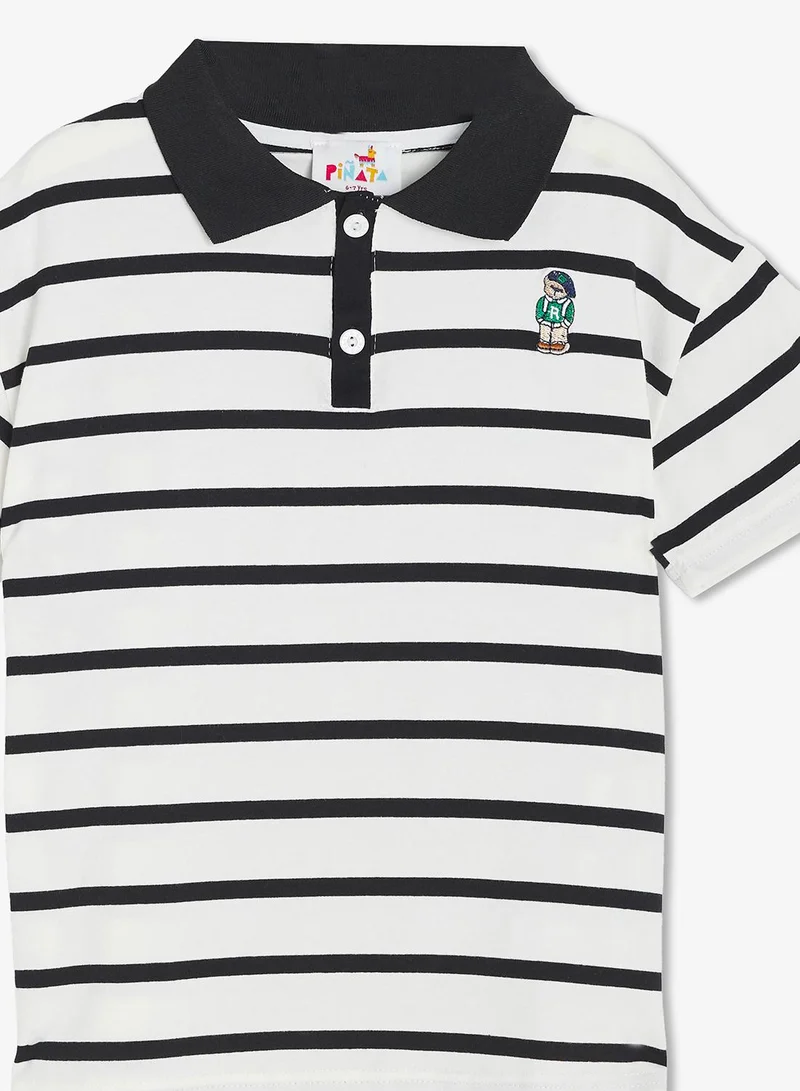 Pinata  Cute Bear Stripe Cotton Polo Tshirt for Men | Best Price UAE