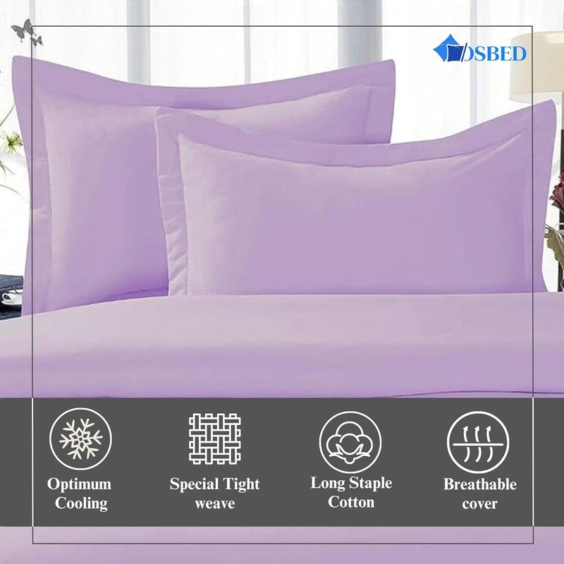 OSBED Cotton Pillow Covers Set of 2 - Breathable & Cooling Pillow Shams (Lavender, 50 x 65cm) - Image 3