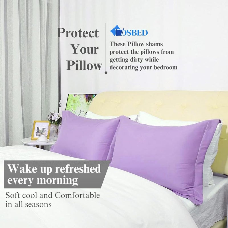 OSBED Cotton Pillow Covers Set of 2 - Breathable & Cooling Pillow Shams (Lavender, 50 x 65cm) - Image 5