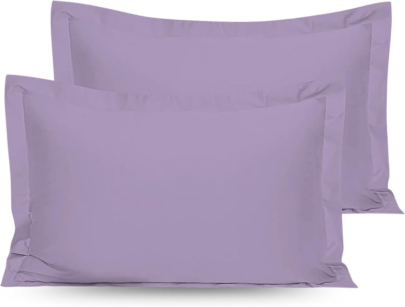OSBED Cotton Pillow Covers Set of 2 - Breathable & Cooling Pillow Shams (Lavender, 50 x 65cm) - Image 1