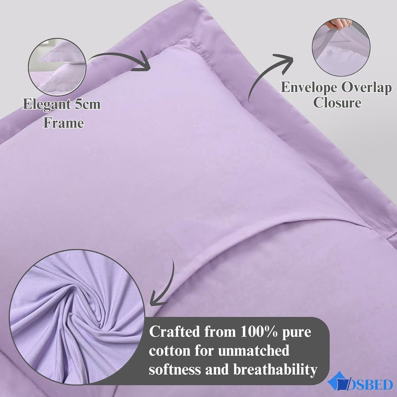 OSBED Cotton Pillow Covers Set of 2 - Breathable & Cooling Pillow Shams (Lavender, 50 x 65cm) - Image 4