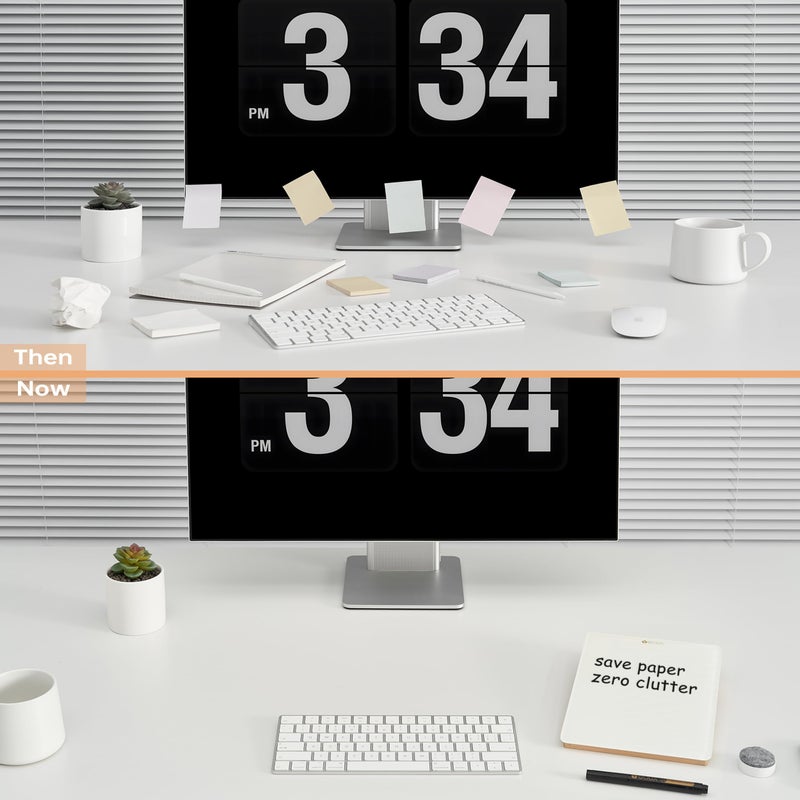 YEOUX Desktop Glass Whiteboard with Reversible Wood Stand, Small White Board, Mini Dry Erase Whiteboard Easel for Desk, Reusable Desk Notepad 9.5"x6.7" for Home, Office, Accessories Included, Yeoux - Image 4