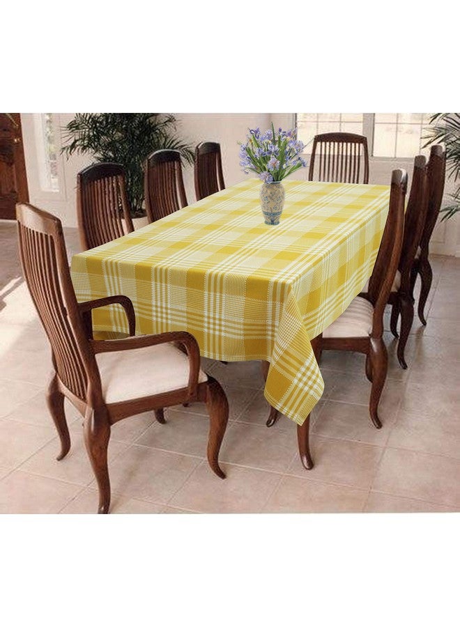 AIRWILL 100% Cotton Checkered Pattern 8 Seater Rectangle Table Cover Sized, 56X95 Inches (Yellow,White, Pack of 1) - Rectangular - Image 1