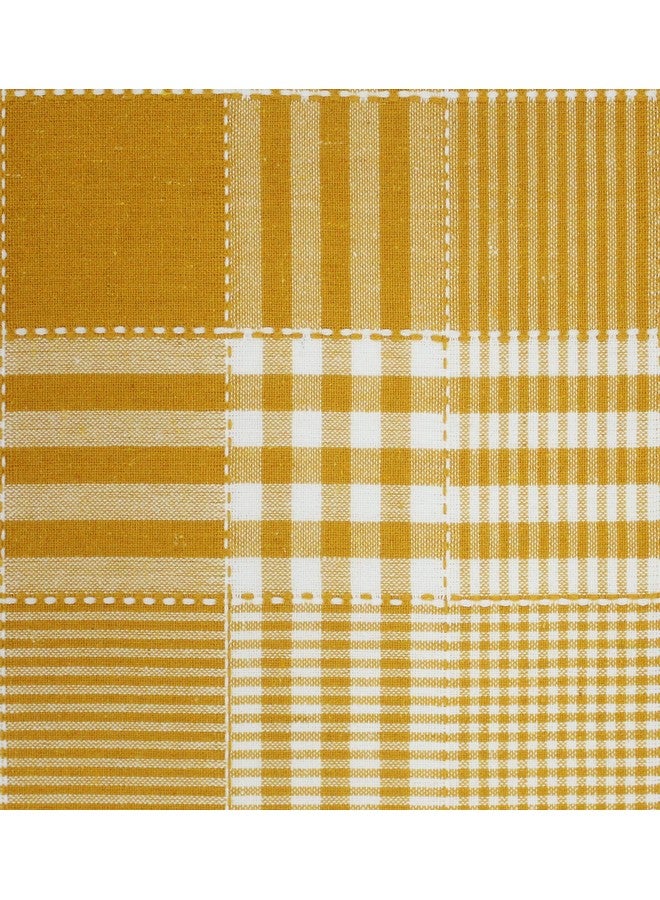 AIRWILL 100% Cotton Checkered Pattern 8 Seater Rectangle Table Cover Sized, 56X95 Inches (Yellow,White, Pack of 1) - Rectangular - Image 2