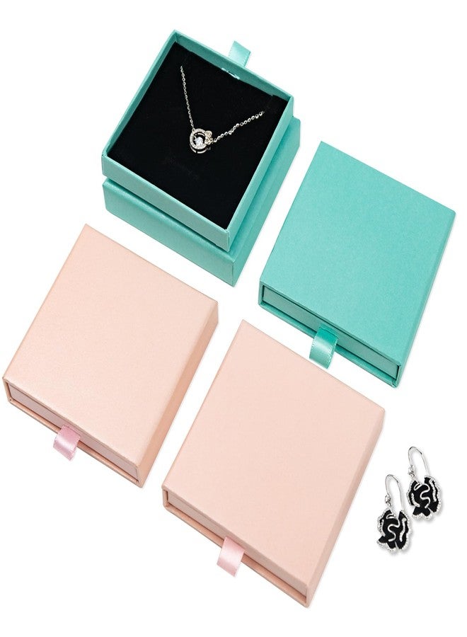 Koceci 4 PCS Jewelry Gift Box Small Cardboard Jewelry Boxes with Lids Gift Case Black Sponge Gift Box for Bracelets,Necklaces,Jewelry,Earrings (Blue and Pink) - Image 1