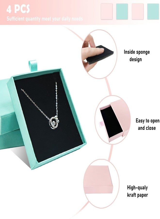 Koceci 4 PCS Jewelry Gift Box Small Cardboard Jewelry Boxes with Lids Gift Case Black Sponge Gift Box for Bracelets,Necklaces,Jewelry,Earrings (Blue and Pink) - Image 3