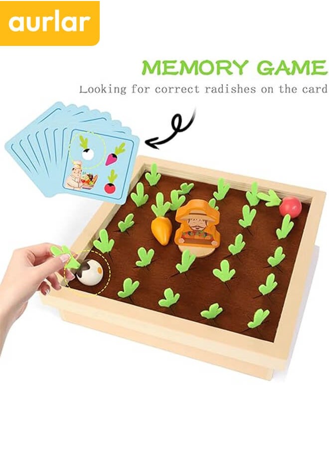 Aurlar Montessori Wooden Carrot Harvest Game - Memory and Matching Educational Toy for Toddlers 2-4, Interactive Board Game for Kids, Perfect Gift for Boys & Girls  - Image 4