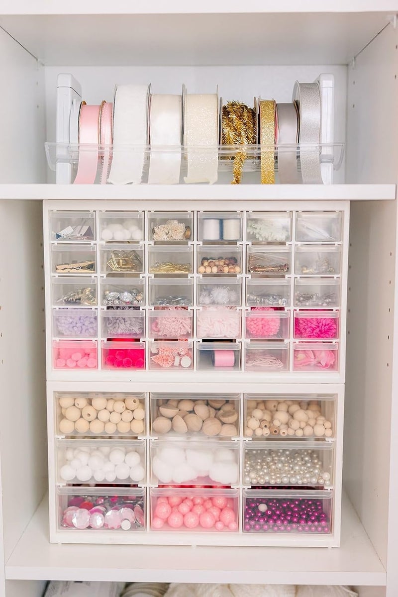 ArtBin 6809PC Store In Drawer Cabinet Sewing & Craft Organization, Plastic Storage Unit with 9 Drawers, White with Clear Drawers - Image 2
