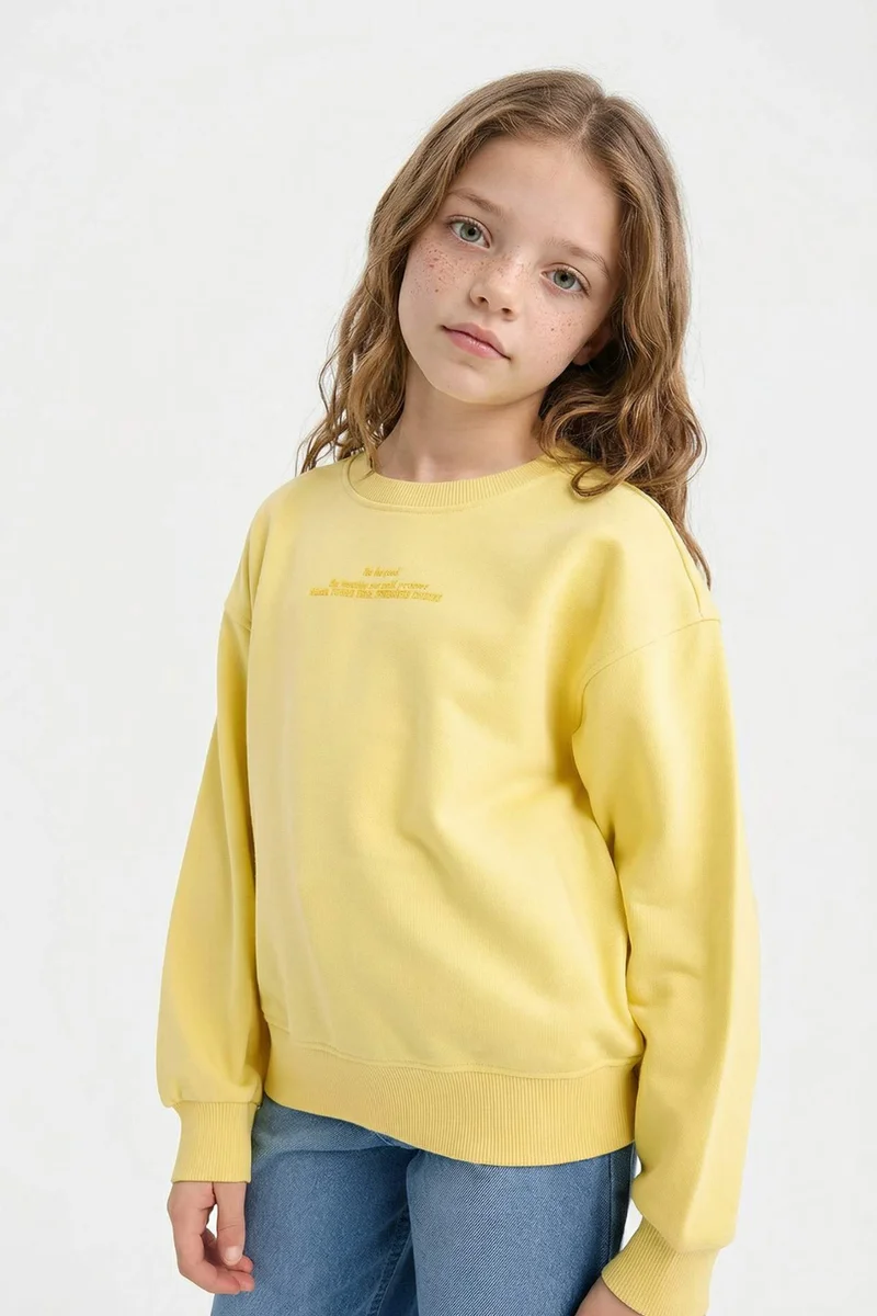 DeFacto Girl Relax Fit Crew Neck Printed Sweatshirt