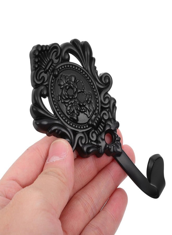 Amosfun 2Pcs Curtain Holdbacks Hook Wall Mounted Clothes Hanger Vintage Rose Flower Pattern Wall Key Hooks 3.74 x 1.96 x 1.37inch - Image 3