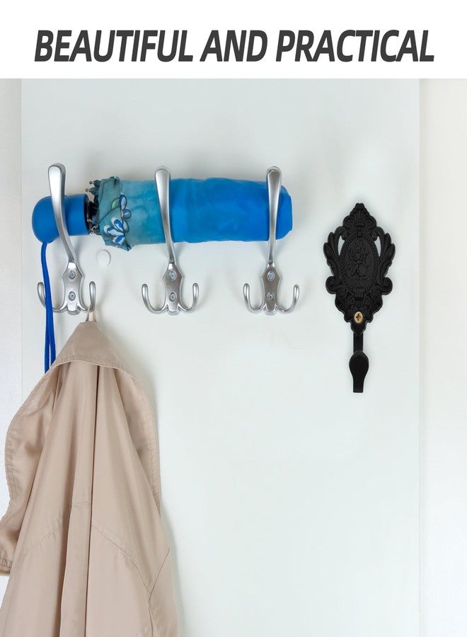 Amosfun 2Pcs Curtain Holdbacks Hook Wall Mounted Clothes Hanger Vintage Rose Flower Pattern Wall Key Hooks 3.74 x 1.96 x 1.37inch - Image 5