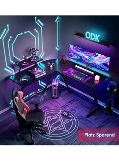 AGD L-Shaped Desk Computer Corner Table 51 inch Home Gaming Desk Office Writing Workstation with Large Monitor Stand Space-Saving Easy to Assemble  - Image 2