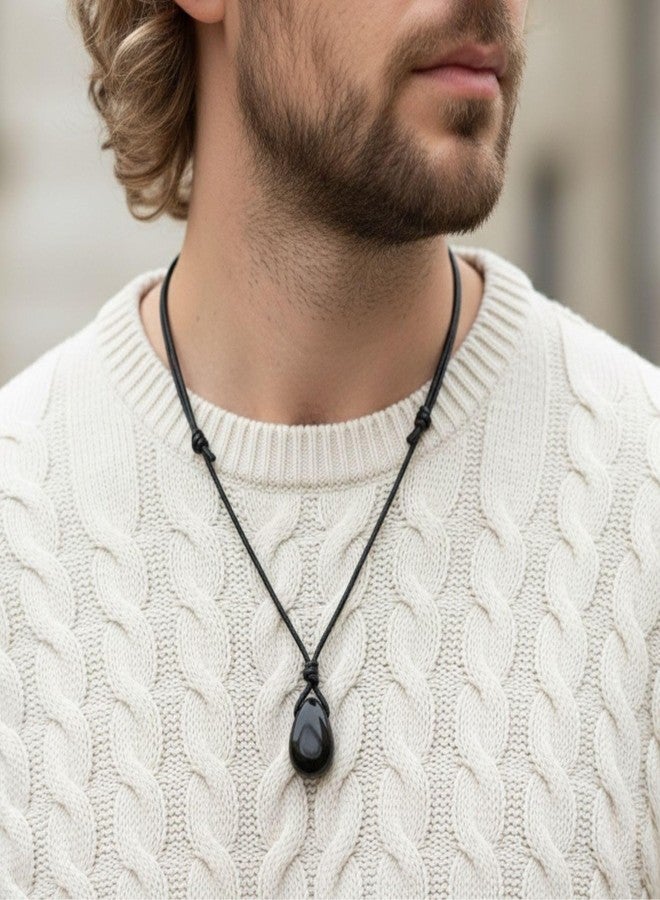Luck Strings Natural Black Tourmaline Pendant Necklace Energy Shield Protection Jewelry Cord necklace Men Women - Image 5