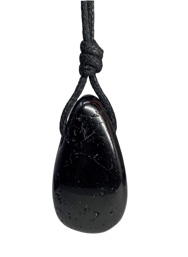 Luck Strings Natural Black Tourmaline Pendant Necklace Energy Shield Protection Jewelry Cord necklace Men Women - Image 1