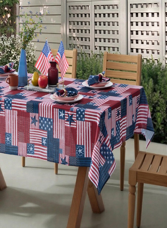 Newbridge Blue and Red Patriotic Flag 60 x 120 Inch Rectangle Fabric Tablecloth, American Flag Patchwork, Indoor Outdoor Stain and Water Resistant Fabric Table Cover - Image 4