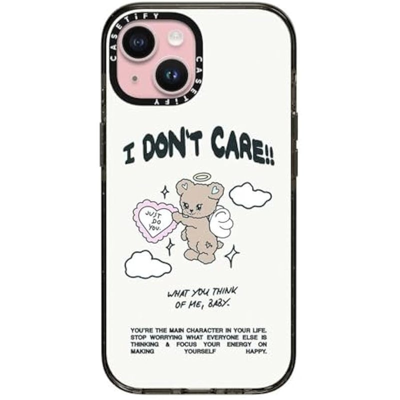 Casetify Impact Case for iPhone 15 【8.2ft 4X Military Grade Drop Protection/Compatible with Magsafe】 - Angel Bear - Clear Black - Image 1