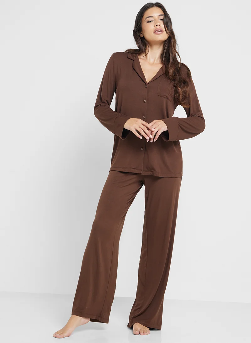 Ginger Soft Touch Modal Button Down Pyjama Set