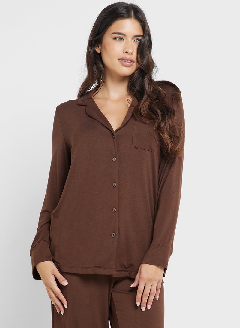 Ginger Soft Touch Modal Button Down Pyjama Set - Image 3
