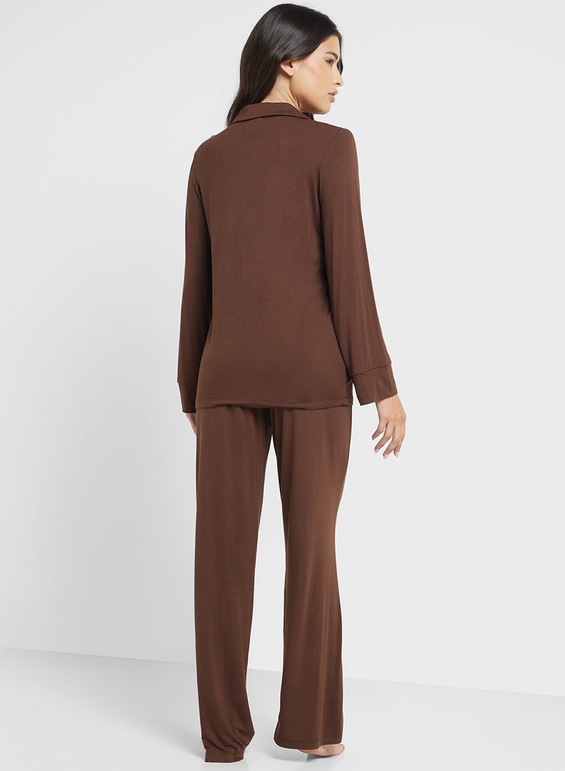 Ginger Soft Touch Modal Button Down Pyjama Set - Image 2