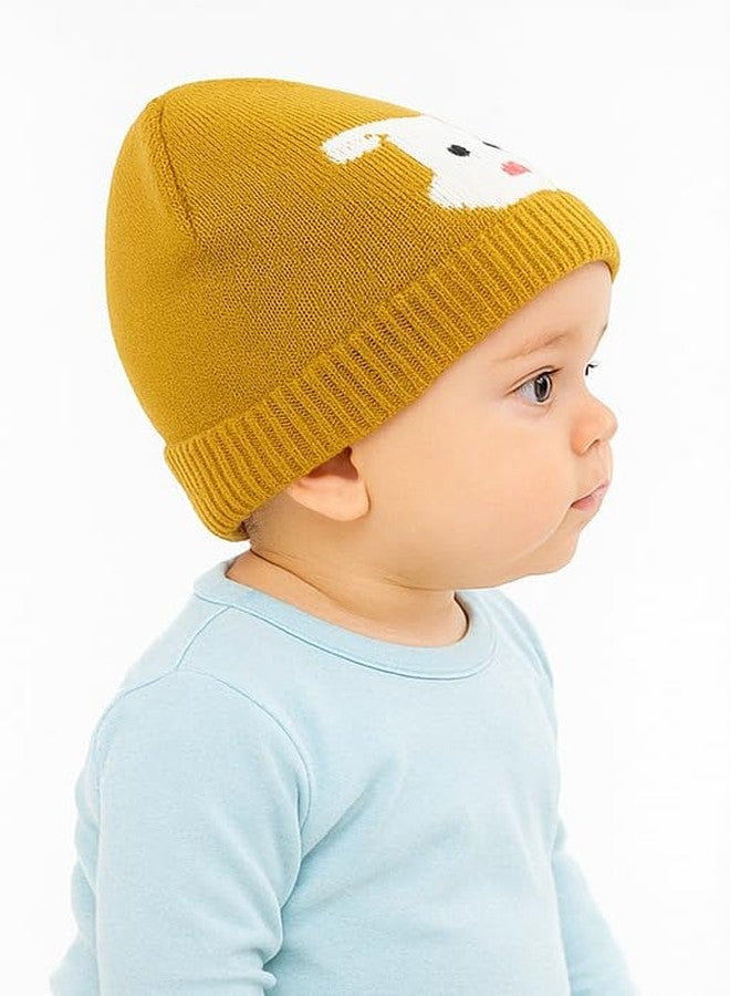 CHACKO Kids Soft Woollen Winter Beanie Cap - Warm & Stretchable Wool Hat for Boys & Girls |Yellow 1 Pcs| Age 1 to 10 Years - Image 3