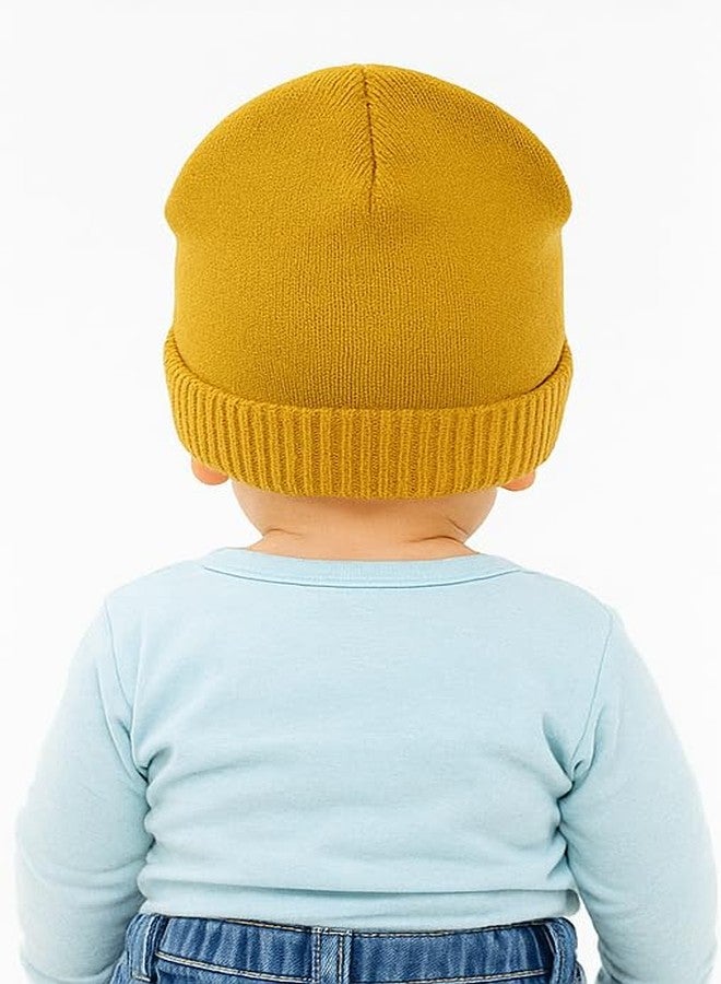 CHACKO Kids Soft Woollen Winter Beanie Cap - Warm & Stretchable Wool Hat for Boys & Girls |Yellow 1 Pcs| Age 1 to 10 Years - Image 2