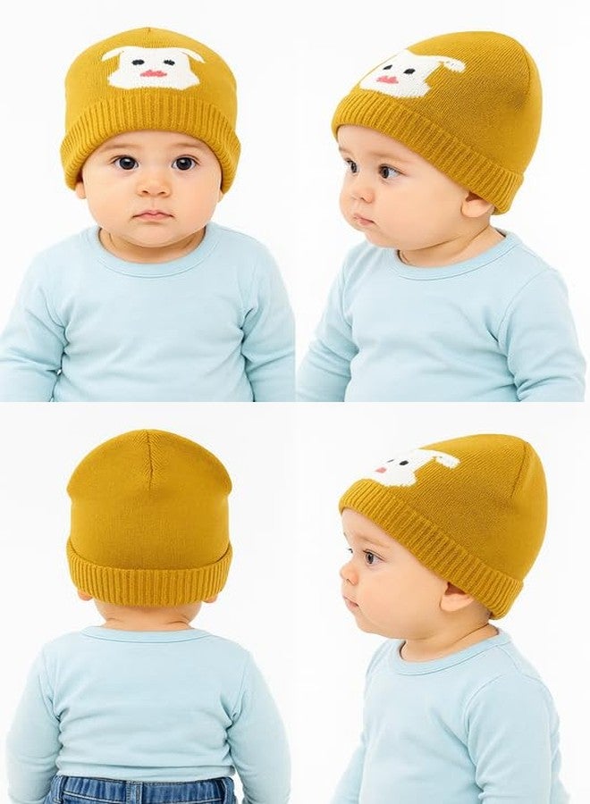 CHACKO Kids Soft Woollen Winter Beanie Cap - Warm & Stretchable Wool Hat for Boys & Girls |Yellow 1 Pcs| Age 1 to 10 Years - Image 5