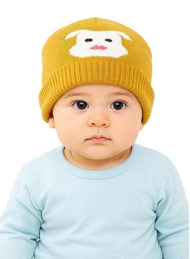 CHACKO Kids Soft Woollen Winter Beanie Cap - Warm & Stretchable Wool Hat for Boys & Girls |Yellow 1 Pcs| Age 1 to 10 Years - Image 1