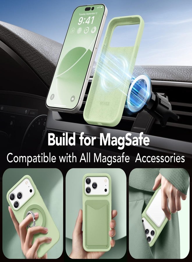 GONEZ Magnetic for iPhone 17 Pro Max Case, Compatible with MagSafe, [Screen Protector + Camera Lens Protector], Liquid Silicone Anti-Scratch Shockproof Protective Phone Case 6.9 inch, Green - Image 4
