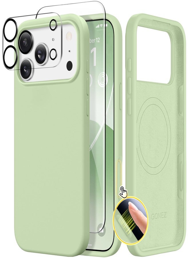 GONEZ Magnetic for iPhone 17 Pro Max Case, Compatible with MagSafe, [Screen Protector + Camera Lens Protector], Liquid Silicone Anti-Scratch Shockproof Protective Phone Case 6.9 inch, Green - Image 1