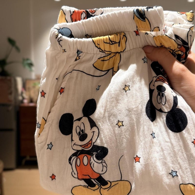 Cute Cotton Sleep Shorts with Pockets, Cartoon Pattern, for Home and Casual Wear - Image 2