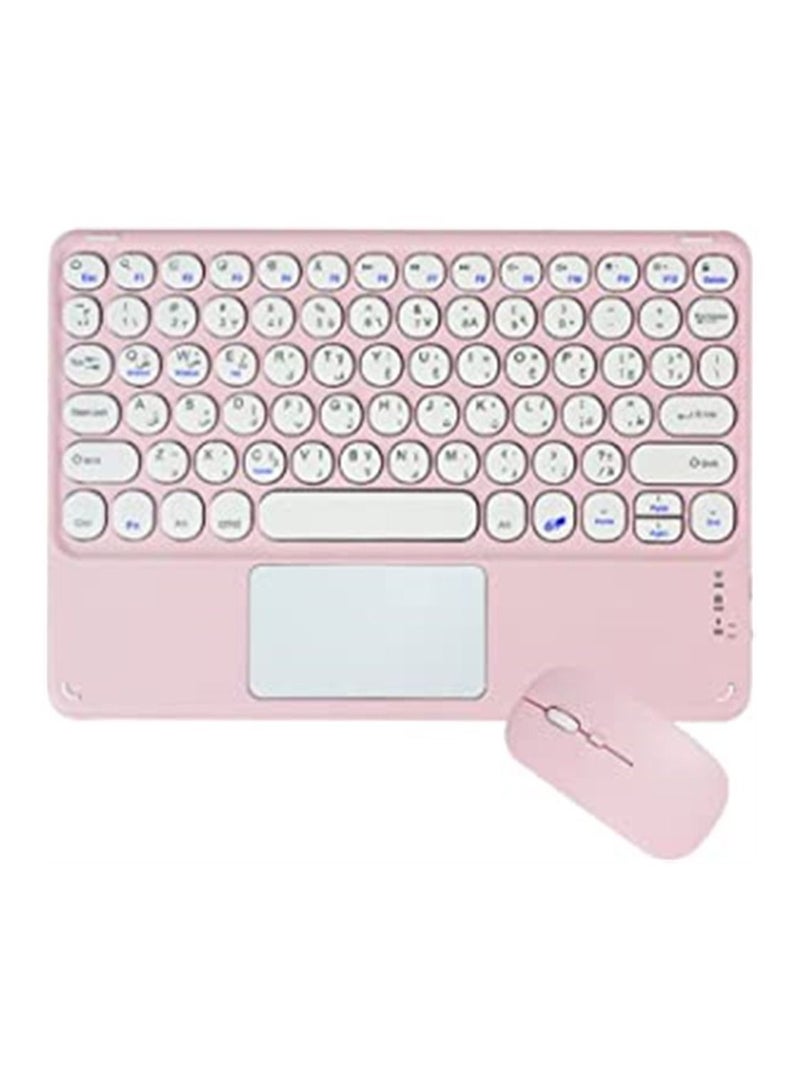 Wireless Bluetooth Keyboard and Mouse Combo with USB Receiver, Round Cap Touch Arabic English Letter Compatible iOS Android Windows - Image 1