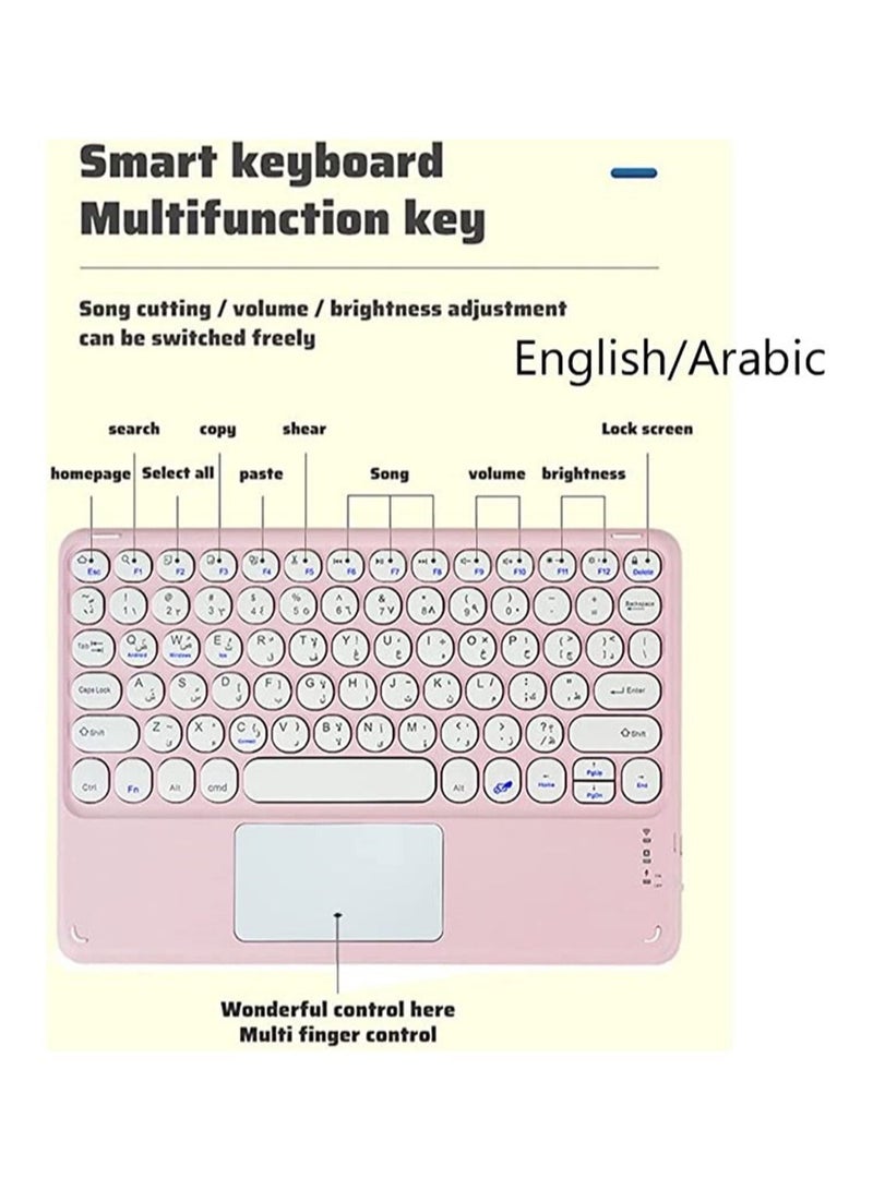 Wireless Bluetooth Keyboard and Mouse Combo with USB Receiver, Round Cap Touch Arabic English Letter Compatible iOS Android Windows - Image 5