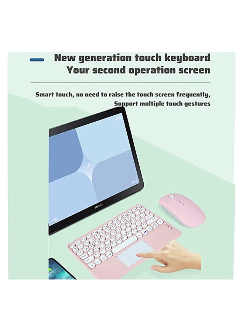Wireless Bluetooth Keyboard and Mouse Combo with USB Receiver, Round Cap Touch Arabic English Letter Compatible iOS Android Windows - Image 2