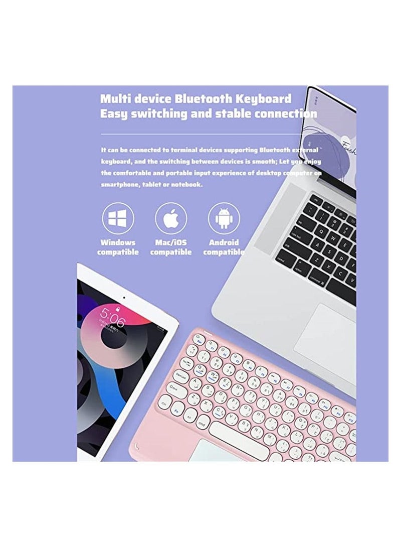 Wireless Bluetooth Keyboard and Mouse Combo with USB Receiver, Round Cap Touch Arabic English Letter Compatible iOS Android Windows - Image 4