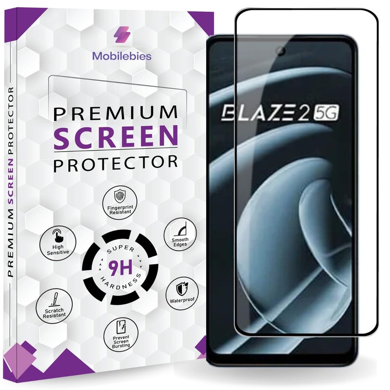 Mobilebies Premium Tempered Glass Screen Protector Guard For Lava Blaze 2 5G (6.56 Inch, Pack of 1) | Edge to Edge Coverage With Easy to installation kit - Image 1