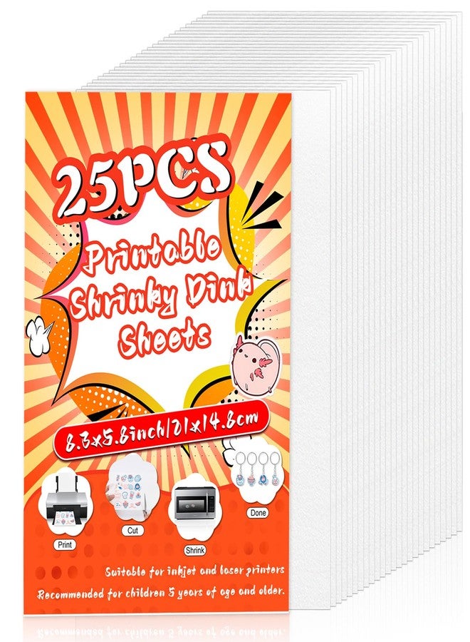 OFNMY 25PCS Printable Shrinky Dink Sheets,White Printable Shrink Paper,Shrinky Dink Kits for Kids with 25 Shrink Plastic Sheets for Inkjet Printer Kids DIY Crafts Mothers Day Gifts,8.3x5.8in/21x14.8cm - Image 1