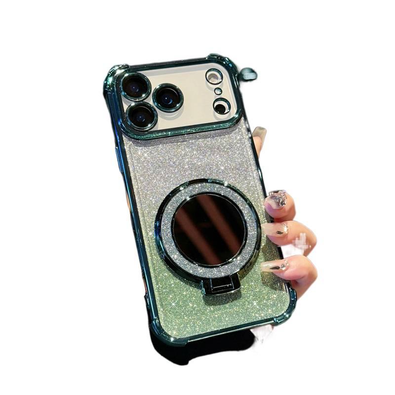 غطاء MagSafe بسيليكون لـ iPhone 16 / 16 Plus / 16 Pro / 16 Pro Max مع مقاوم للصدمات وحماية من السقوط مع مقاوم للصدمات مع حامل قائم مع مغناطيس قوي باللون أخضر مغناطيسي بوظيفة حامل. - Image 1