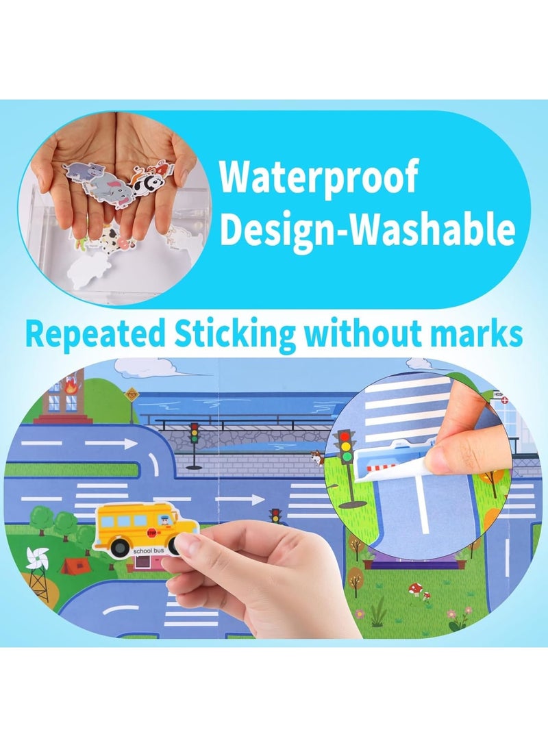 Zikra كتاب ملصقات قابلة لإعادة الاستخدام 4 عبوات للأطفال، كتاب جيلي سميك مقاوم للماء، ملصقات سفر ممتعة لطيفة للأطفال من 2-5 سنوات، هدايا عيد ميلاد للأولاد والبنات - Image 3