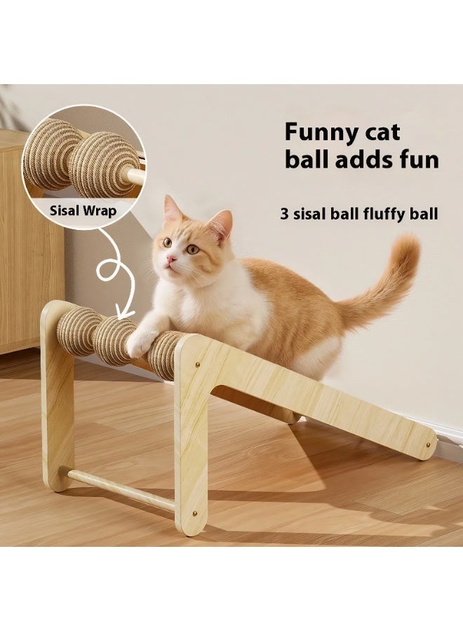 سيسلي لوح خدش للقطط من السيزال على  شكل حرف L مع إطار تسلق من الخشب الصلب وعمود رأسي مقاوم للتآكل وأشجار قطط وحبل خدش وكرة - Image 4