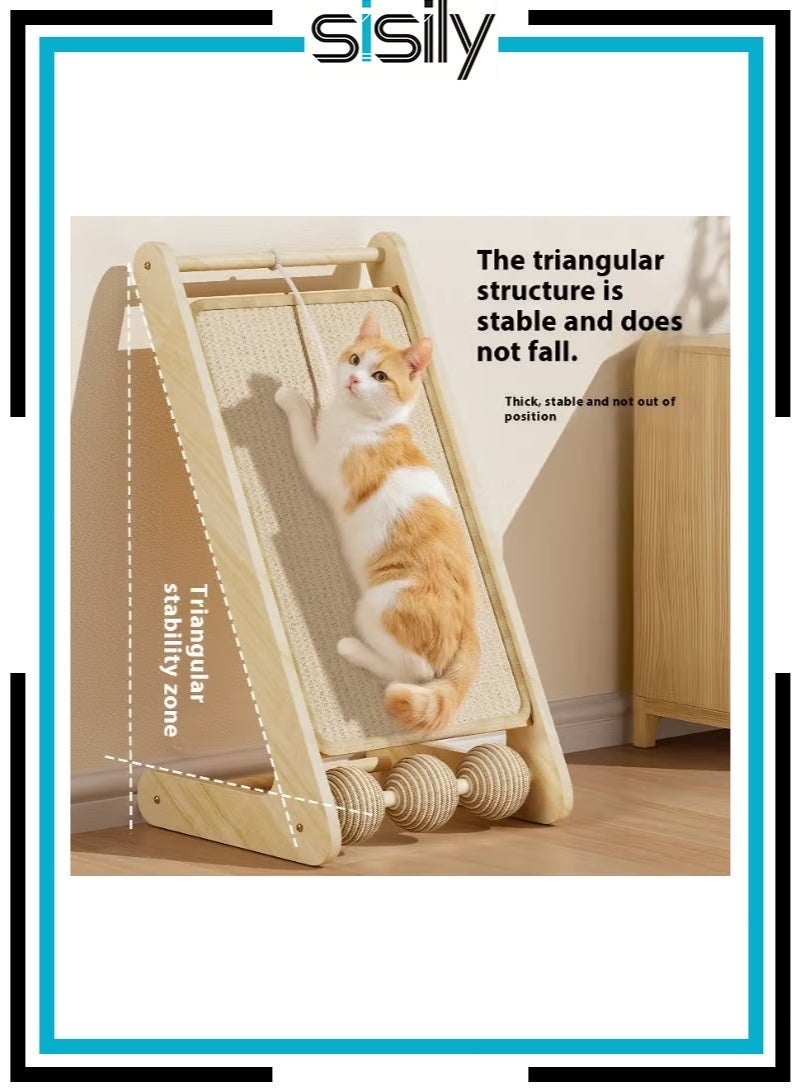 سيسلي لوح خدش للقطط من السيزال على  شكل حرف L مع إطار تسلق من الخشب الصلب وعمود رأسي مقاوم للتآكل وأشجار قطط وحبل خدش وكرة - Image 1